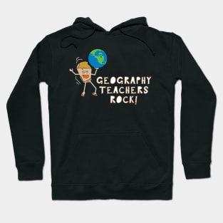 Geography Teachers Rock White Text Hoodie